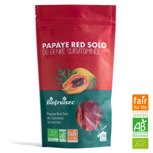 Biofruisec -- Papaye red solo bio et équitable séchée en tranches (origine Cameroun) - 100 g