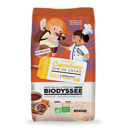 Biodyssée -- Poudre chocolatée superchoco 20% de cacao bio - 800 g