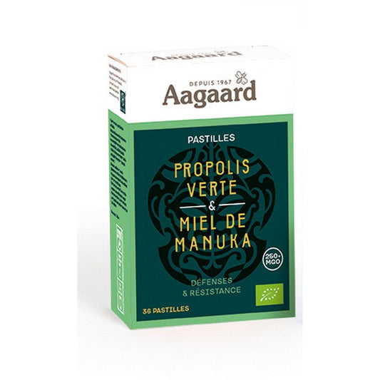 Aagaard -- Pastilles propolis verte et miel de manuka bio - 36 pastilles